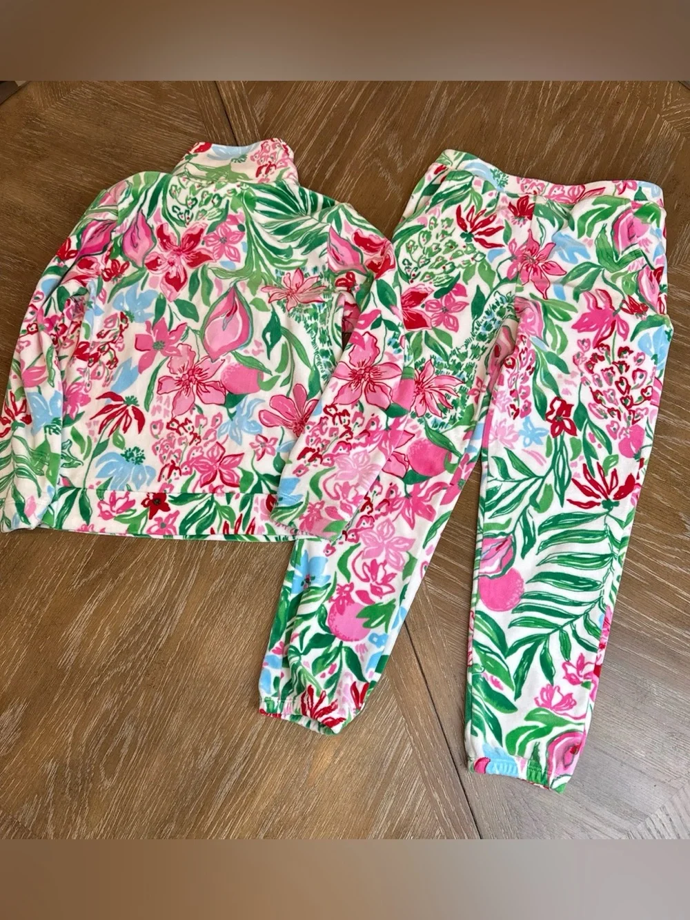 LILLY PULITZER mini eleni velour half zip pullover and joggers in glowing garden